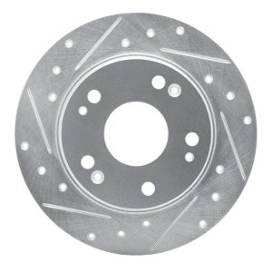 Acura TSX Brake Rotor (1) - Rear Left - R1 Concepts - Drilled & Slotted - Silver - `03-`08